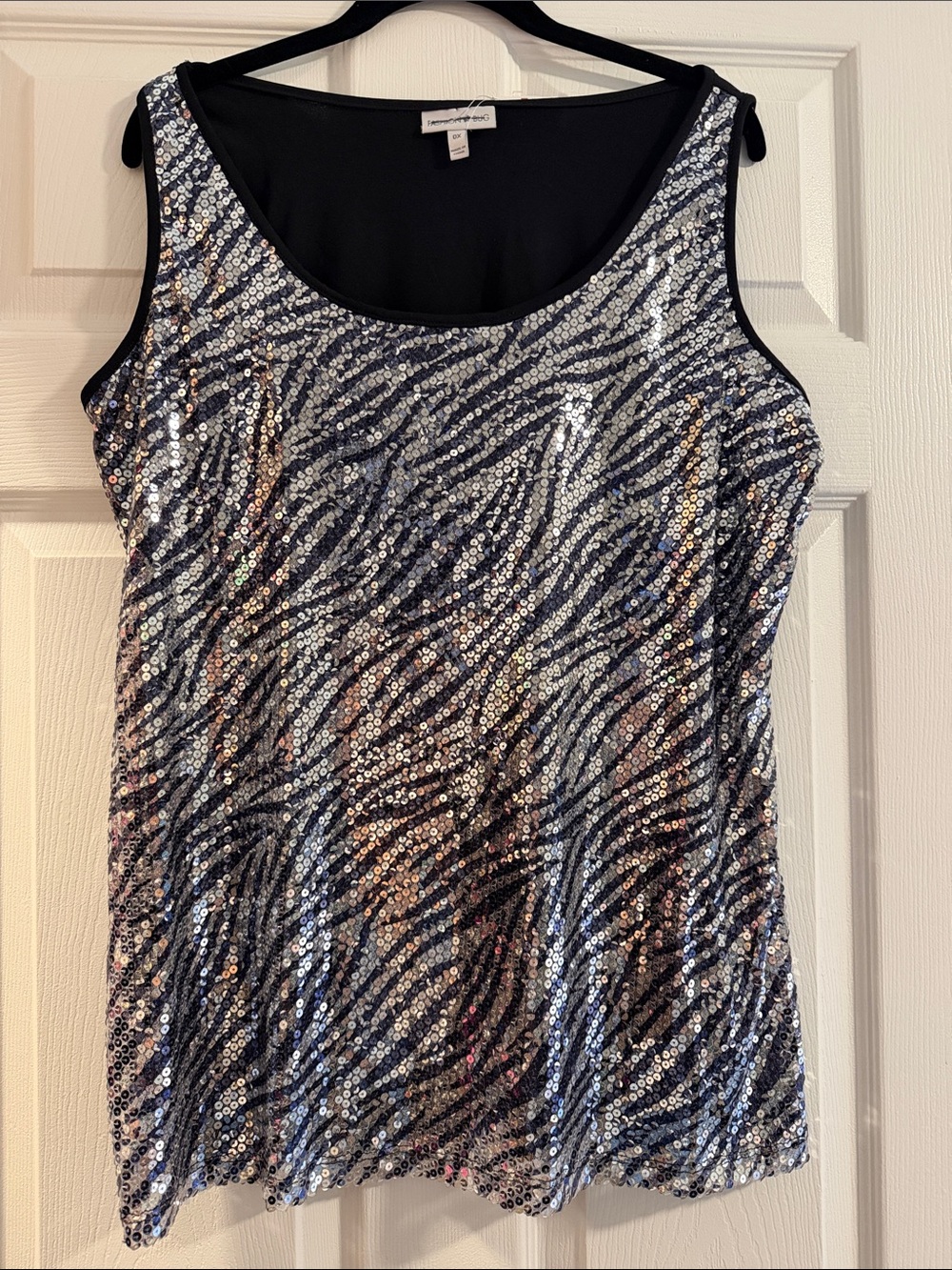 NEW Fashion Bug Silver and Black Sequin Tank Top plus size 0x